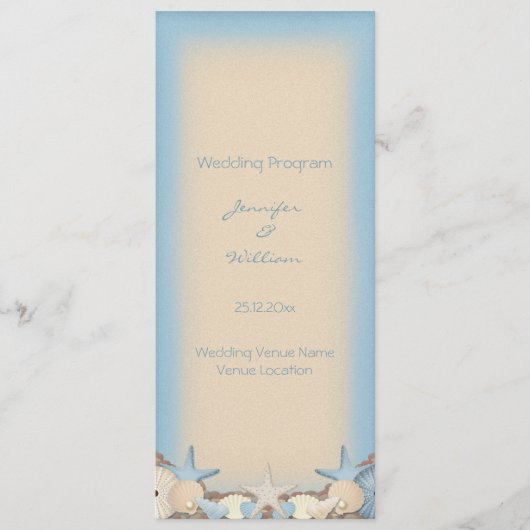結婚式プログラムの美しい熱帯ビーチの貝 プログラム (正面)