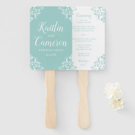 結婚式プログラムファン|Nadine(ライトターコイズ)4x6 ハンドファン