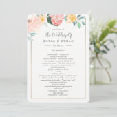 結婚式プログラム両面 ブッシュ フローラル プログラム (スタンド正面)