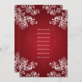 結婚式プログラム挿入 ヴィンテージ スワール 2 レッド 招待状 (正面/裏面)