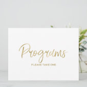 結婚式プログラム看板 | おしゃれな手書きゴールド 招待状 (スタンド正面)