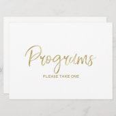 結婚式プログラム看板 | おしゃれな手書きゴールド 招待状 (正面/裏面)