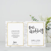 結婚式プログラム金ゴールド灰大理石 (スタンド正面)