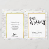 結婚式プログラム金ゴールド灰大理石 (正面/裏面)