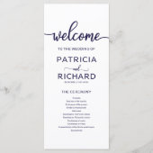 結婚式プログラム おしゃれ ネイビーブルー プログラム (正面)