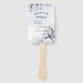 結婚式プログラム かわいい水彩 ダスティーブルー 花 ハンドファン (正面)