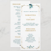 結婚式プログラム ティールとゴールド テンプレート (正面/裏面)