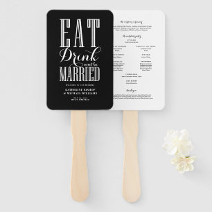 結婚式プログラム ブラック Eat Drink and Be Married ハンドファン