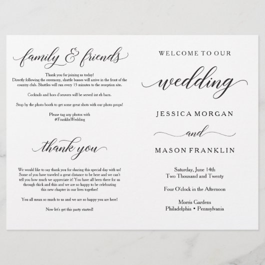 結婚式プログラム 折りたたみプログラム (正面)