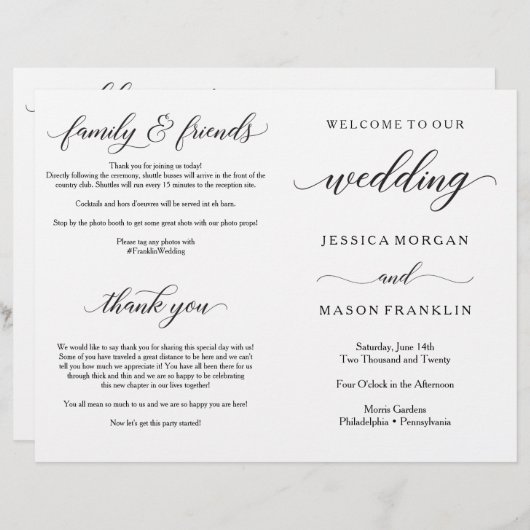 結婚式プログラム 折りたたみプログラム (正面/裏面)