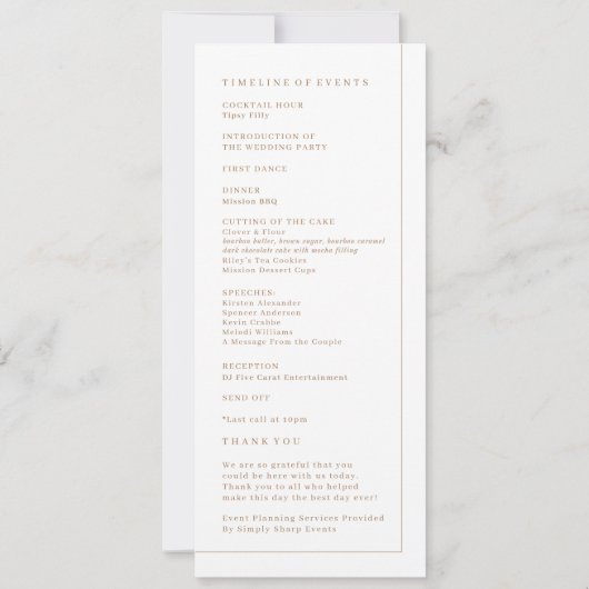 結婚式プログラム 招待状 (裏面)