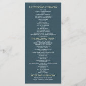 結婚式プログラム 青色 ゴールド箔 円 ブラシストローク プログラム (裏面)