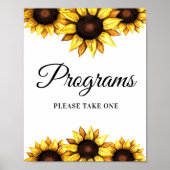 結婚式プログラム 黄色 白 花のポスター 向日葵 ポスター (正面)