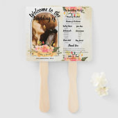 結婚式プログラム Pretty Peach フラワーリング キュート 結婚式 ハンドファン (正面&裏面)