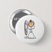 結婚式ボタンの準備をしている花嫁 缶バッジ (正面&裏面)