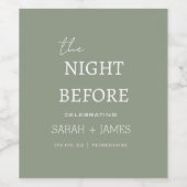 結婚式ミニマルの前夜のセージ・グリーン ワインラベル (シングルラベル)