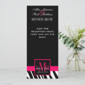 結婚式メニューはシマウマのピンクのモノグラムを梳きます メニュー (スタンド正面)