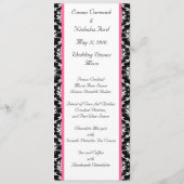 結婚式メニューはショッキングピンクのモノグラムのダマスク織を梳きます メニュー (裏面)