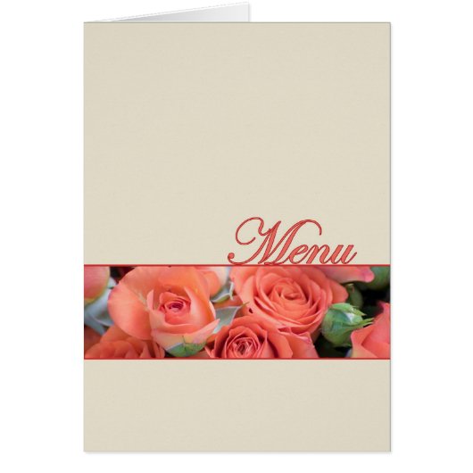 結婚式メニューカードモモのバラのクリーム (正面)