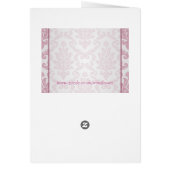 結婚式メニューカード-ダマスク織の暗いピンク (裏面)