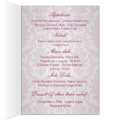 結婚式メニューカード-ダマスク織の暗いピンク (内側 (右))