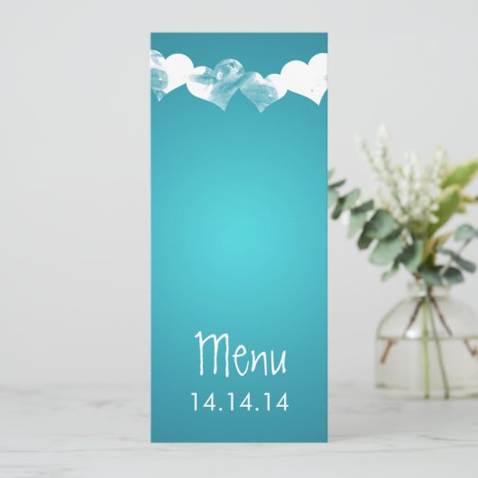 結婚式メニューグランジなハートのターコイズ メニュー (スタンド正面)