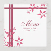 結婚式メニューハニーサックルのピンクの花 メニュー (裏面)