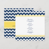 結婚式メニュー黄色の青シェブロン メニュー (正面/裏面)