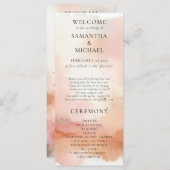 結婚式メニュー クール ローズゴールド ウォーターカラー ウェルカム メニュー (正面/裏面)