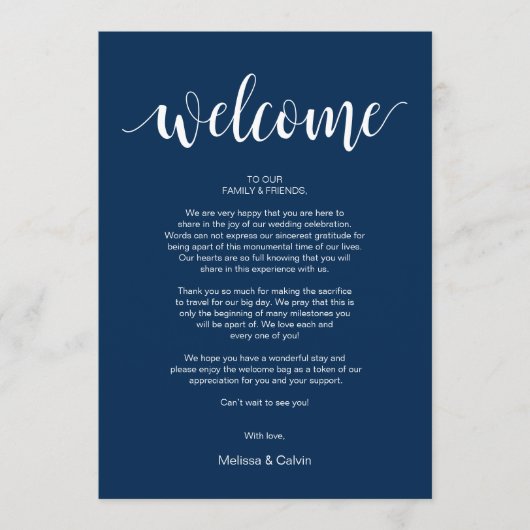 結婚式モダンのウェルカムカードと旅程カード プログラム (正面)