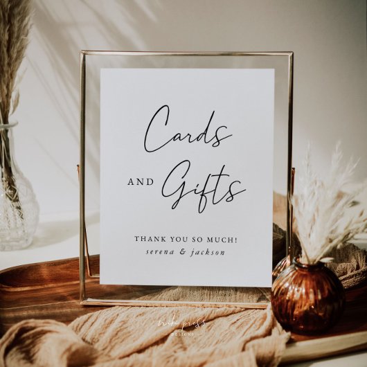 結婚式モダンのカードとギフトサイン ポスター