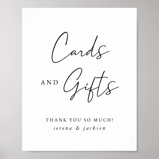結婚式モダンのカードとギフトサイン ポスター (正面)