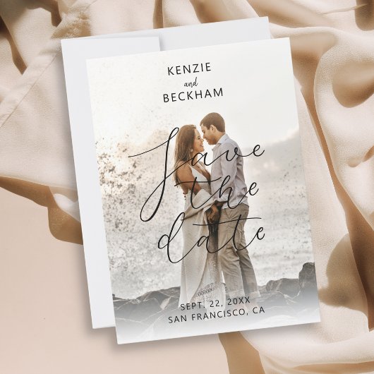 結婚式モダンの写真書道の日付保存