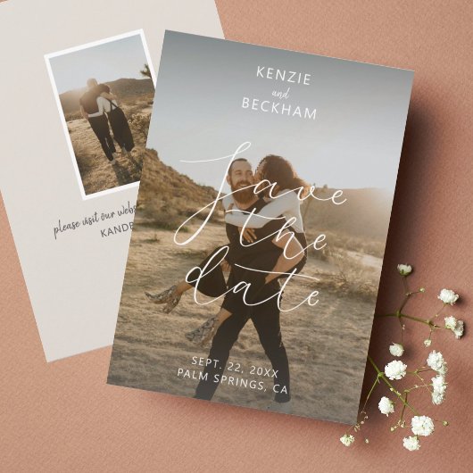 結婚式モダンの写真書道の日付保存