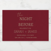 結婚式モダンの前夜のブルゴーニュ スパークリングワインラベル (シングルラベル)