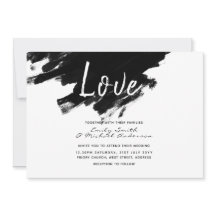 結婚式モダンの招待 – 絵を描白黒