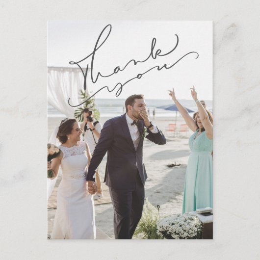 結婚式モダンの日の写真をスクリプトで撮ってくれてありがとう ポストカード (正面)