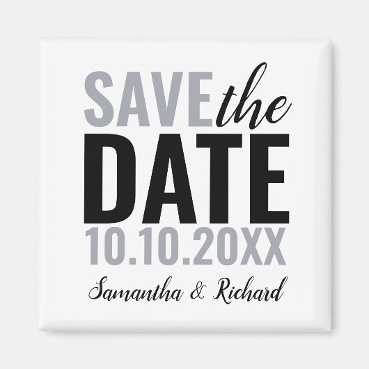 結婚式モダンの日付の保存 マグネット (正面)