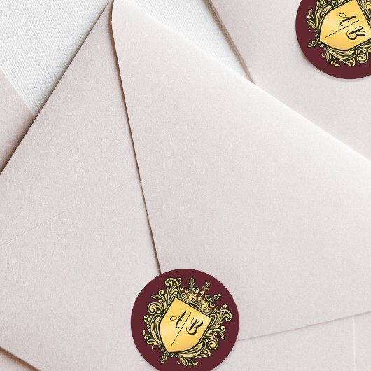結婚式モノグラムクレスト ゴールド ラウンドシール