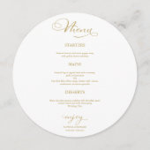 結婚式ラウンドメニュー エレガントゴールドスクリプト メニュー (正面)