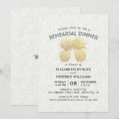 結婚式リハーサルディナー おしゃれ ゴールドホイルパイナップル 招待状 (正面/裏面)