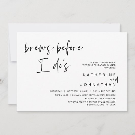 結婚式リハーサルディナー、やる前に一杯 招待状 (正面)