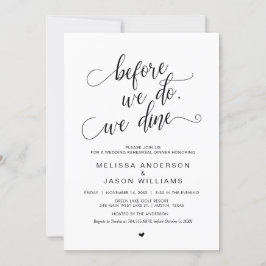 結婚式リハーサルディナー, シンプルでおしゃれなブラック 招待状