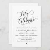 結婚式リハーサルディナー、シンプル クラシック ブラック 招待状 (正面/裏面)