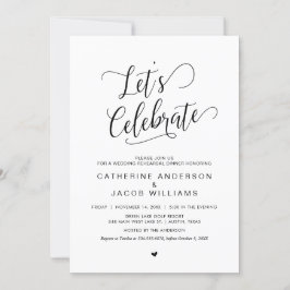 結婚式リハーサルディナー、シンプル クラシック ブラック 招待状