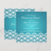 結婚式リハーサルディナー スカロップパターン ブルー 招待状 (正面/裏面)