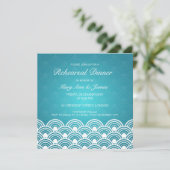 結婚式リハーサルディナー スカロップパターン ブルー 招待状 (スタンド正面)