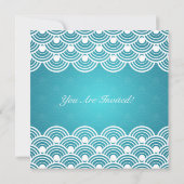 結婚式リハーサルディナー スカロップパターン ブルー 招待状 (裏面)