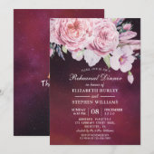 結婚式リハーサルディナー ボヘミアンフラワー パープルイルミネーション 招待状 (正面/裏面)