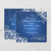 結婚式リハーサルディナー ヴィンテージ スワール ブルー 招待状 (正面/裏面)